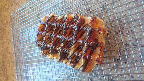 waffle with chocolate at snowshoe's waffle cabin